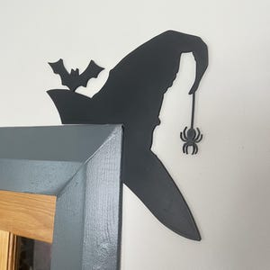 Witch Hat Door Corner with Bat and Spider – Halloween Wall Decor Door Trim Topper