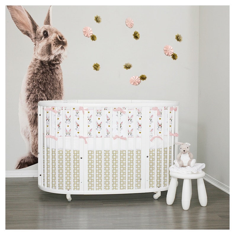 Stokke Sleepi Bedding 3pc Set With Italian Oeko Tex Trim Bunnies Gold Ready To Ship Rts
