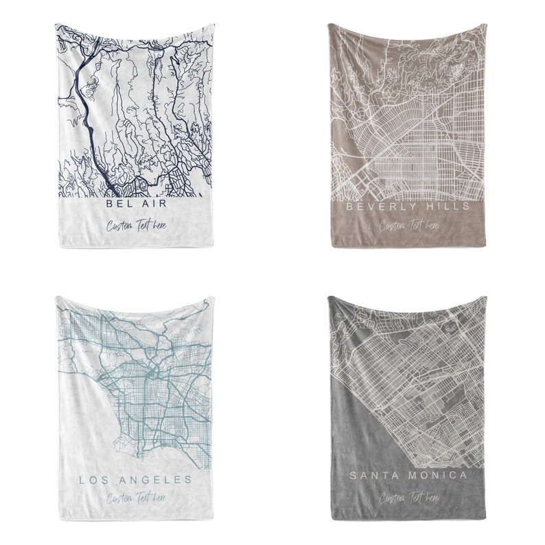 City Map Blanket // Los Angeles and 300 Major US Cities // Etsy