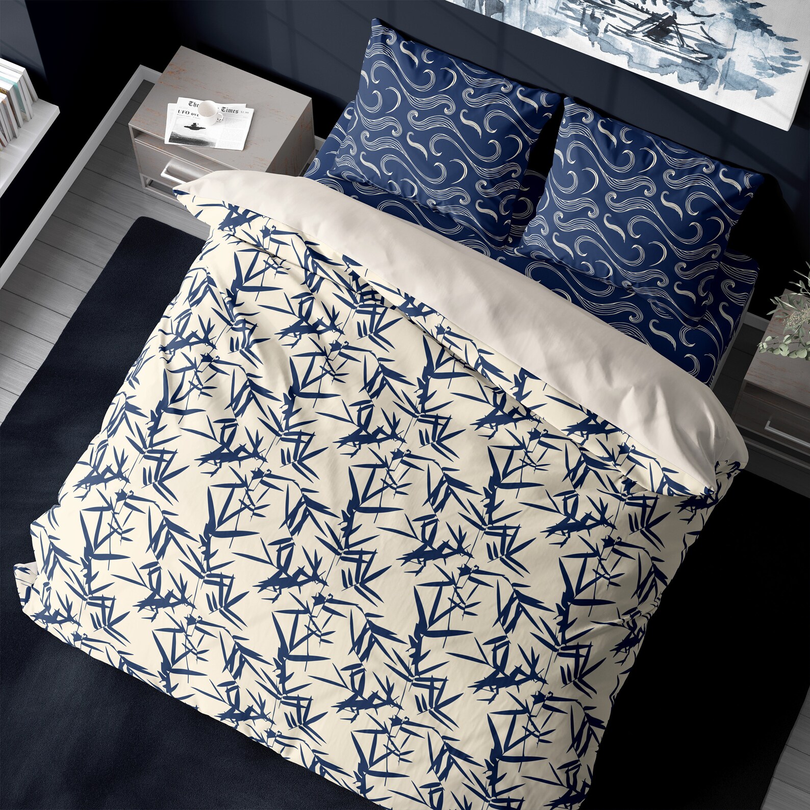 Japanese Indigo Duvet cover Patterns // Japan Kimono Bamboo Etsy