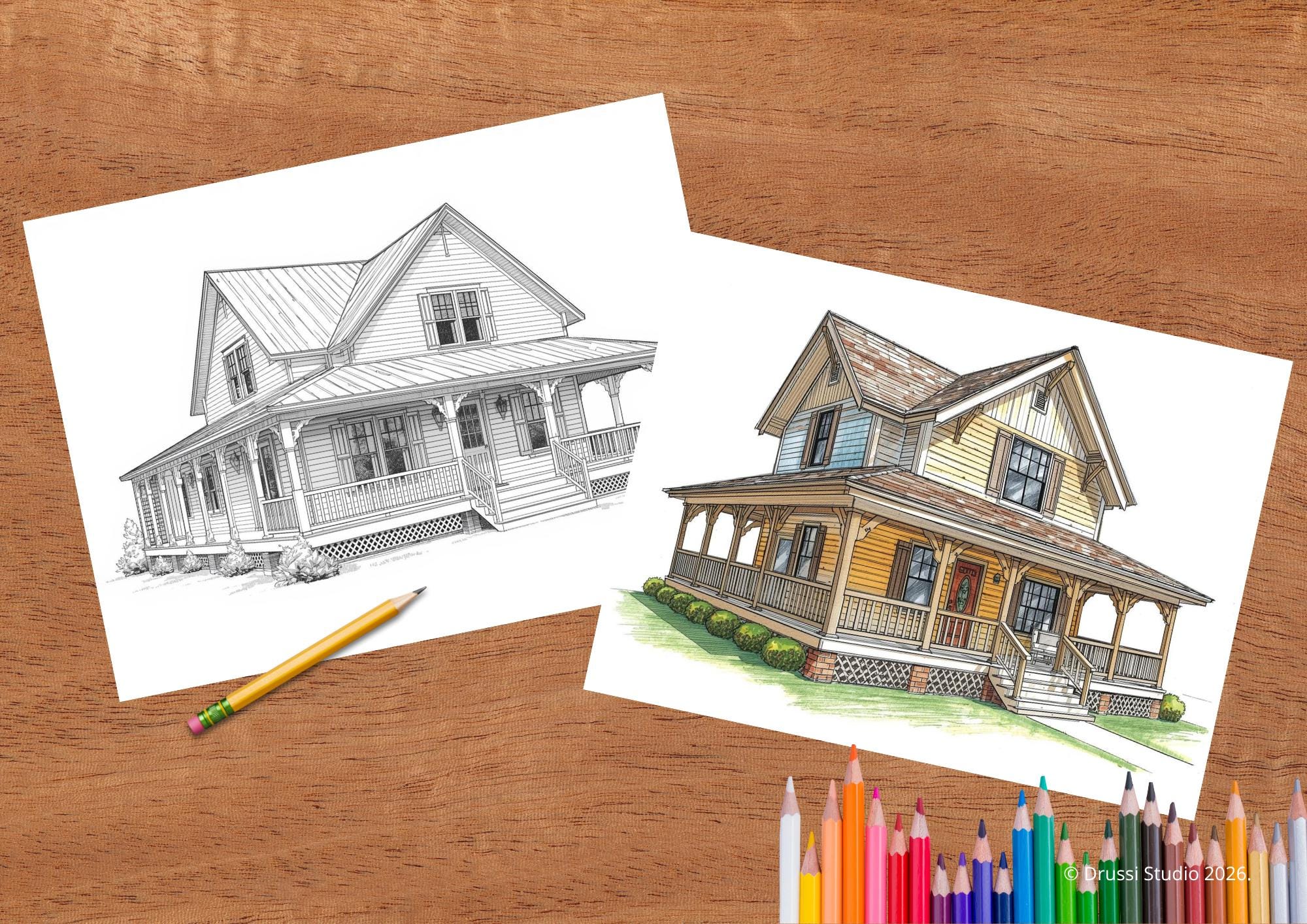 Farmhouse Coloring Pages Printable, 30 Country House Designs ...