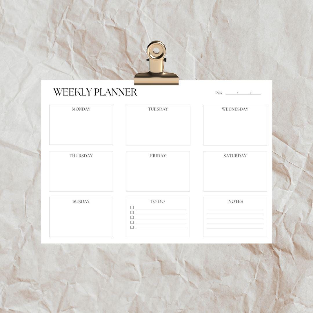 Weekly Planner | Minimalist Digital Download | Printable Undated ...
