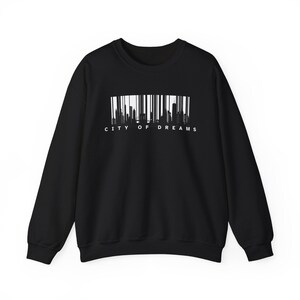City of Dreams Sweatshirt | NYC Skyline Barcode Design | Urban Style Fashion | New York City Sweatshirt