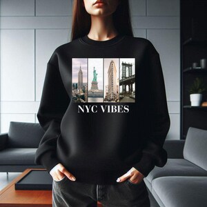NYC Vibes Sweatshirt | New York City Landmark Sweatshirt | Empire State, Statue of Liberty & More | Sweatshirt Gift for NYC Lovers