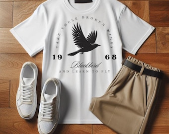 Camiseta de música retro, camiseta de banda de rock, camiseta de concierto, camiseta con letras de canciones, camiseta de banda de rock, camisetas de moda de gran tamaño, camiseta vintage Blackbird