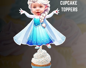 Personalized Frozen Elsa Face Cupcake Toppers (Digital Download)