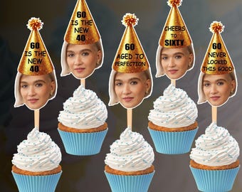 Adornos personalizados para cupcakes de 60 cumpleaños (descarga digital)