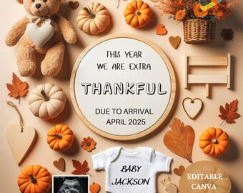 Anuncio de embarazo de Acción de Gracias: Revelación de género neutro en redes sociales (digital)