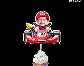 Mario Kart Personalized Face Cupcake Toppers |  Personalized Faces for Custom Party Fun Decor | Digital File