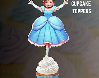 Personalized Cinderella Face Cupcake Toppers (Digital Download)