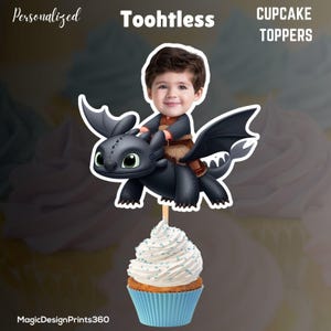 How to Train Your Dragon Toohtless Hiccup Personalized Face Cupcake Toppers