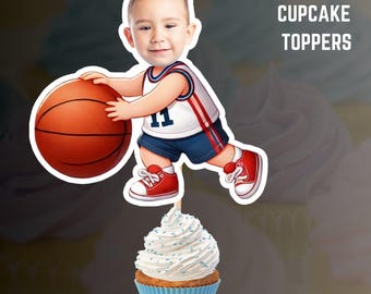 Personalized Basketball Face Cupcake Toppers (Digital Download)
