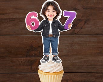 6 7 sechs sieben! 6-7 personalisierte Gesicht Cupcake Toppers | 6.7. Geburtstag (Digitaler Download)