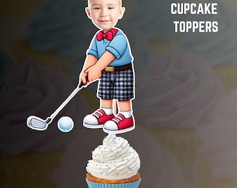 Personalized Golf Face Cupcake Toppers (Digital Download)