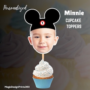 Personalized Mickey Mouse Cupcake Toppers: Photo Face Cutout (PDF File)