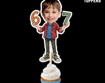 6 7 Six Seven! Cupcake Toppers | Personalized Party Decor | Custom Cake Decorations | Digital Download File | Six Seven 6 7 Birthday Party