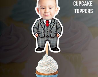 Personalized Baby Boss Cupcake Toppers: Custom Photo Party Decor (Digital File)