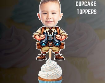 Personalized Safari Cupcake Toppers: Explorer Theme (Digital File)