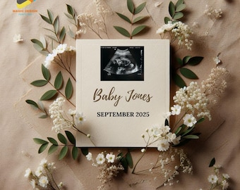 Simple Modern Minimalist Pregnancy Announcement | Digital Gender Neutral Boho | Baby Announcement | Modern Social Media Baby Template