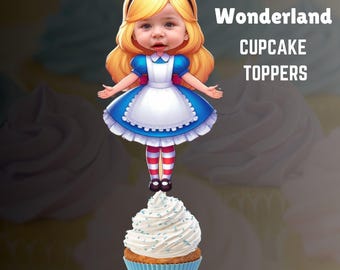 Personalized Alice in Wonderland Cupcake Toppers (PDF File)