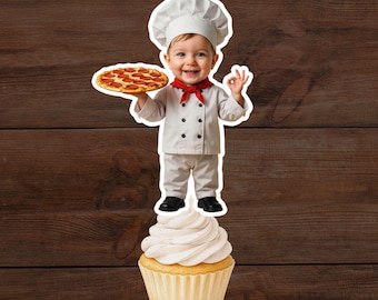 Personalized Pizza Chef Face Cupcake Toppers (PDF File)