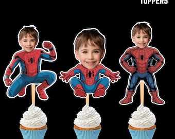 Adornos para cupcakes con cara personalizada de Spidey
