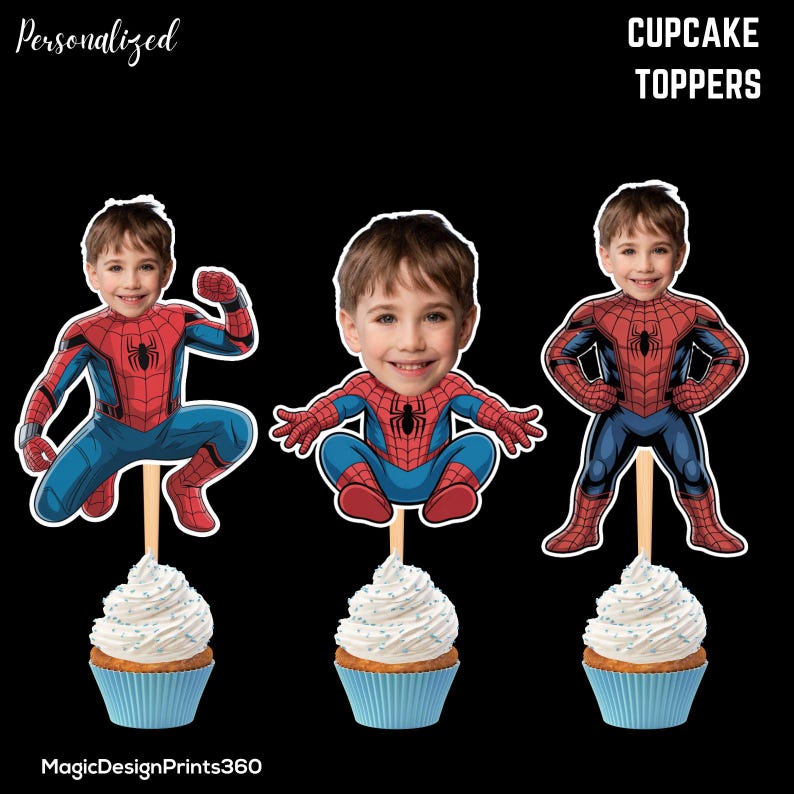 Spidey Personalized face cupcake toppers