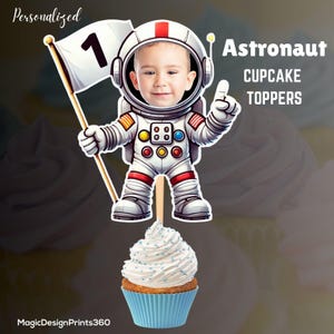 Astronaut Personalized Face Cupcake Toppers | Astronaut Baby Cupcake Topper | Astronaut Toppers | Astronaut Custom Cupcake Topper