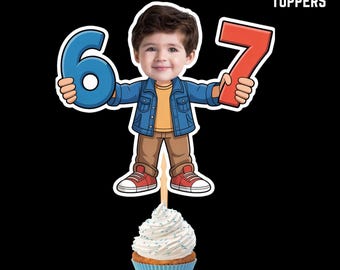 6 7 Sechs Sieben! Cupcake Toppers | Personalisierte Party Dekor | Benutzerdefinierte Kuchendekorationen | Digital Download Datei | Six Seven 6 7 Geburtstagsparty