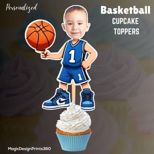 Personalized Basketball Face Cupcake Toppers (Digital Download)