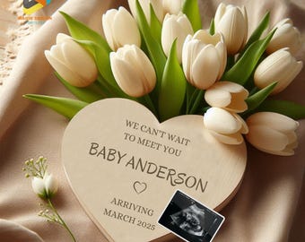 Neutral Pregnancy Announcement | Simple Social Media Template | Spring Tulips Minimalist Baby Reveal | Digital Download