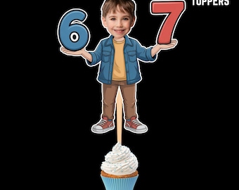 Adornos para cupcakes 6/7 Six Seven! / Decoración personalizada para fiestas / Decoraciones para pasteles personalizadas / Archivo de descarga digital / Fiesta de cumpleaños Six Seven 6/7