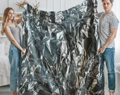 Funny Aluminum Foil Inspired Velveteen Plush Throw Blanket, Aluminum Wrap Design, Cozy Gift for Foodies, Couch Campfire Decor,