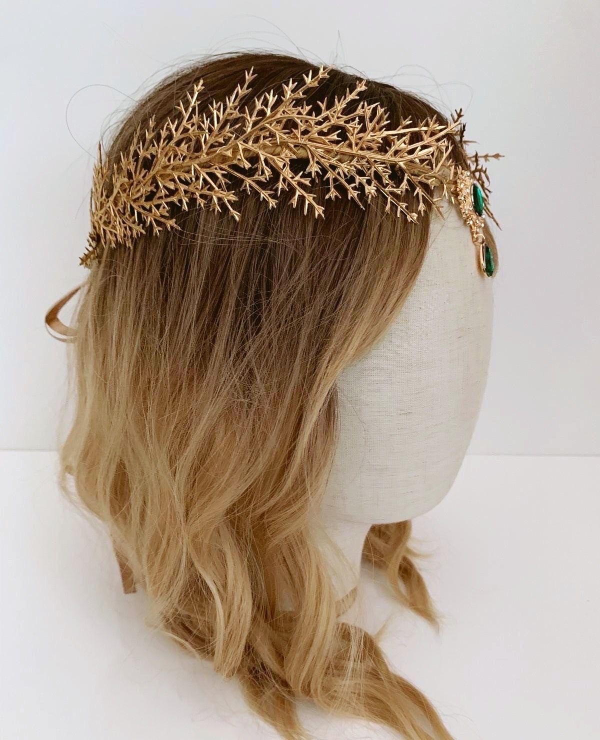 Gold Elven Crown, Autumn Fairy Tiara, Elven Circlet With 