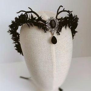 Black Elven Crown, Black Fairy Tiara, Elven Circlet with Black Diamond, Elven Dark Woodland Crown, Elf Headpiece, Elvish Diadem, Nymph Tiara