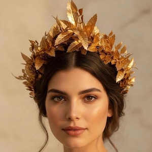 Greek God Goddess Crown, Men's Wedding Gold Leaf Headpiece, Toga Costume, Roman Laurel, Mardi Gras Pride, Medieval Crown, Roman Headpiece