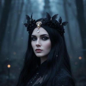 Black Elven Crown, Black Gothic Tiara, Raven Butterfly Crown, Witch Headpiece, Dark Elven Crown, Black Elf Headpiece, Dark Witchy Crown