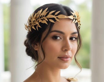 Greek God Crown, Goddess, Men's Wedding Gold Leaf Headband, Toga Costume, Gold Leaf Crown, Mardi Gras Pride Medieval Crown, Roman Headpiece