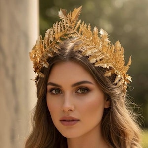 Greek God Crown, Goddess, Men's Wedding Gold Leaf Headband, Toga Costume, Gold Leaf Crown, Mardi Gras Pride Medieval Crown, Roman Headpiece