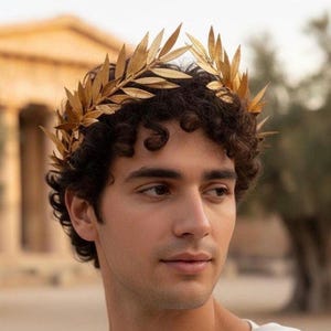 Greek God Crown, Goddess, Men's Wedding Gold Leaf Headband, Toga Costume, Gold Leaf Crown, Mardi Gras Pride Medieval Crown, Roman Headpiece
