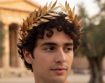 Greek God Crown, Goddess, Men's Wedding Gold Leaf Headband, Toga Costume, Gold Leaf Crown, Mardi Gras Pride Medieval Crown, Roman Headpiece