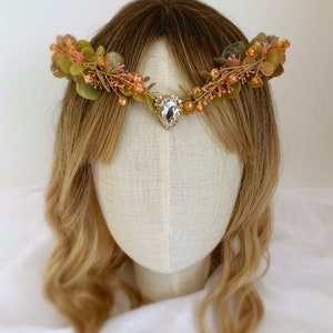 Gold Elven Crown, Autumn Fairy Tiara, Elven Circlet with Diamond and Crystals, Elven Woodland Crown, Elf Headpiece, Elvish Gold Diadem
