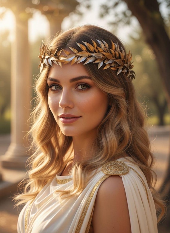 Gold Greek Laurel Crown for Women, Goddess Leaf Headpiece  display picture 1