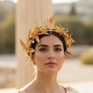 Greek God Crown, Goddess, Men's Wedding Gold Leaf Headband, Toga Costume, Gold Leaf Crown, Mardi Gras Pride Medieval Crown, Roman Headpiece