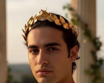 Greek God Crown, Goddess, Men's Wedding Gold Leaf Headband, Toga Costume, Gold Leaf Crown, Mardi Gras Pride Medieval Crown, Roman Headpiece