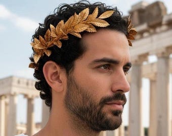 Roman Laurel Crown Gold Leaf Wreath | Ancient Roman God Headpiece | Greek God Apollo Caesar Costume | Toga Cosplay Festival Crown
