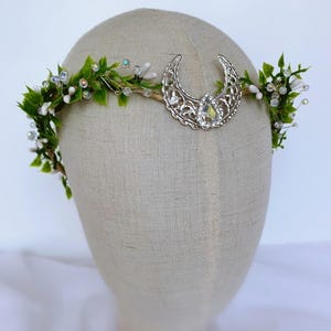Elven Crown, Fairy Tiara, Elven Circlet with Cresent Moon, Elf Crown, Elf Headpiece, Fairy Headband, Fairytale Woodland Crown with crystals