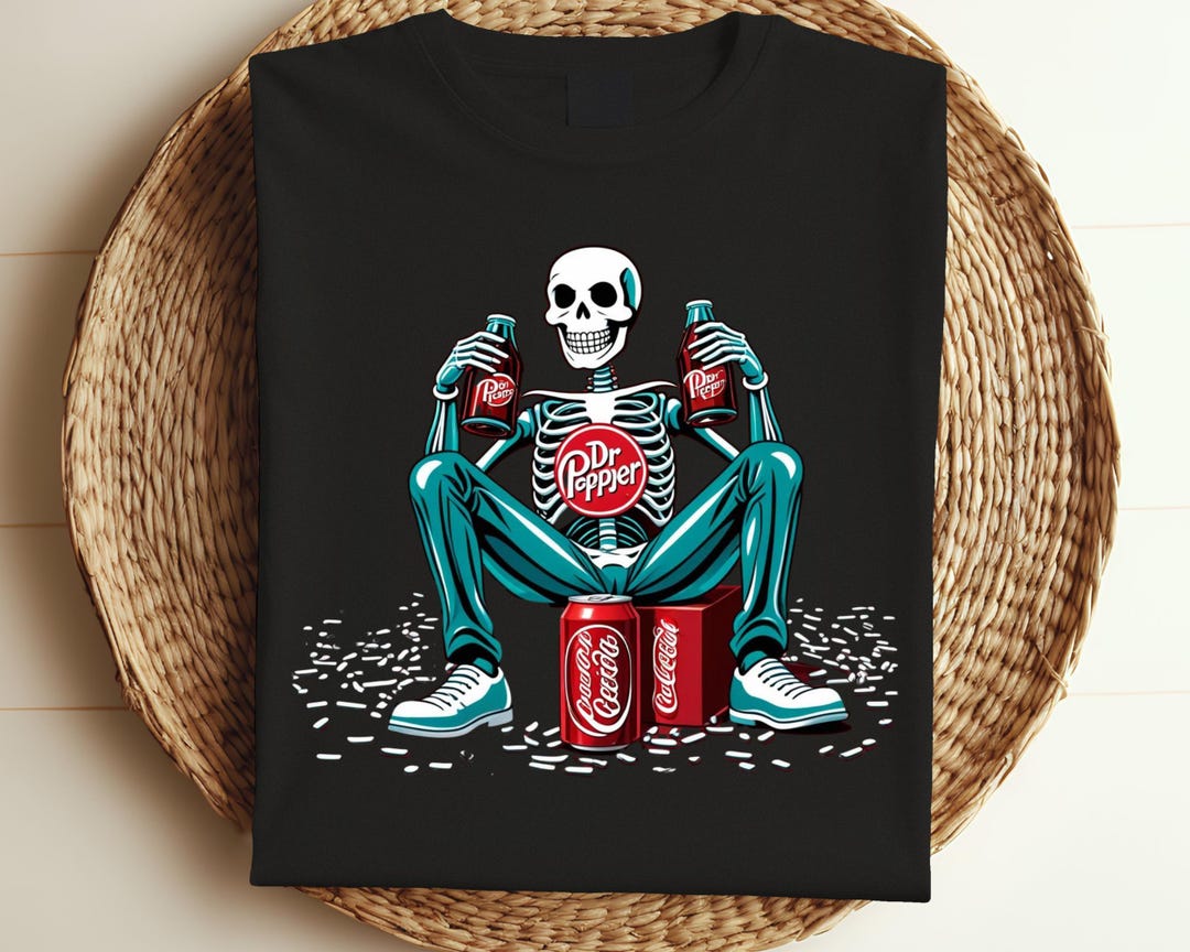 T-shirt Dr Pepper Halloween - Squelette Fun, Graphique Décalé, Taille M