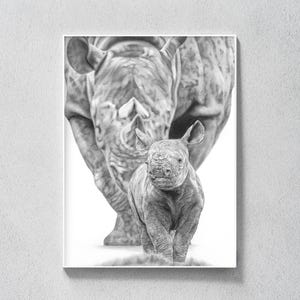 Baby Nashorn Nursery Print, Tier Wandkunst, Nashorn Kinderzimmer Dekor, Cute Nashorn Print, Wildtier Poster