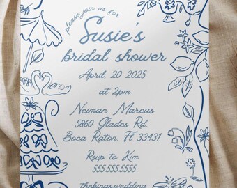Bridal Shower Invite Editable Template Canva